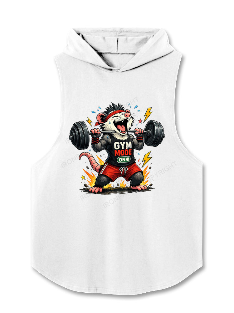 Crazy Workout Animal Gym Mode Funny Opossum Hooded Tank