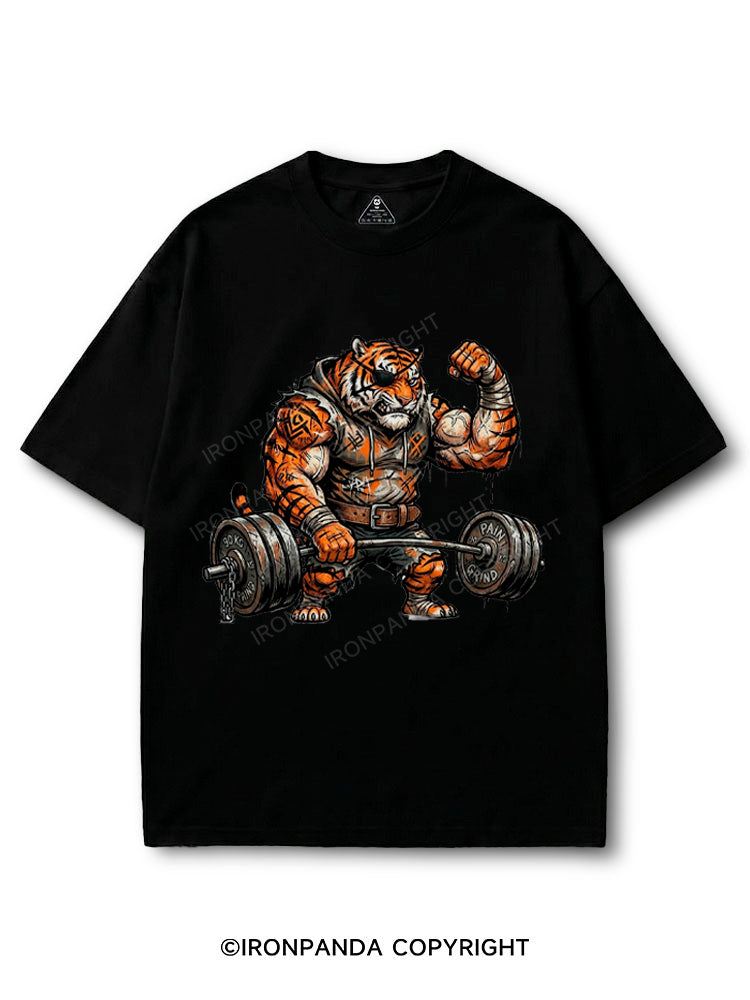 Muscular Gym Tiger Lifting Heavy Barbell COTTON PUMP COVER