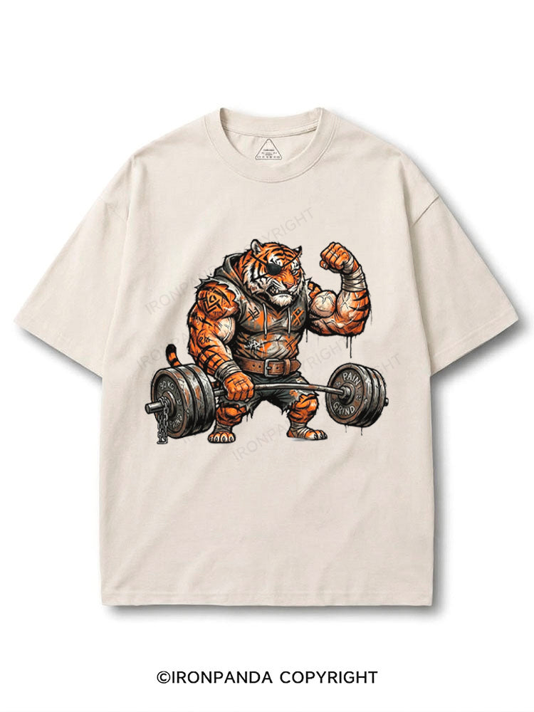Muscular Gym Tiger Lifting Heavy Barbell COTTON PUMP COVER