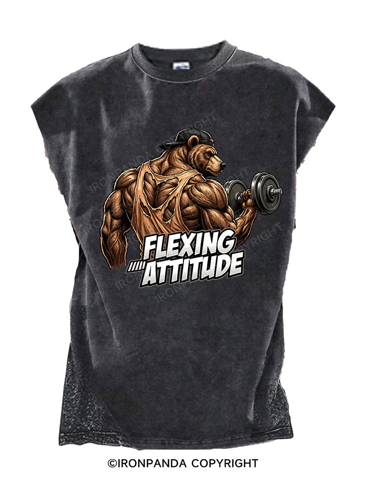 Flexing Attitude Bear Cut Off Tank