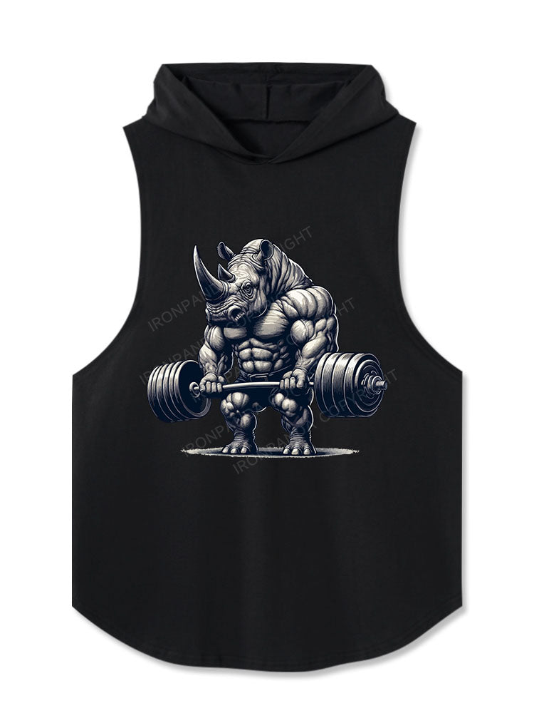 barbell Weightlifting Rhino Hooded Tank