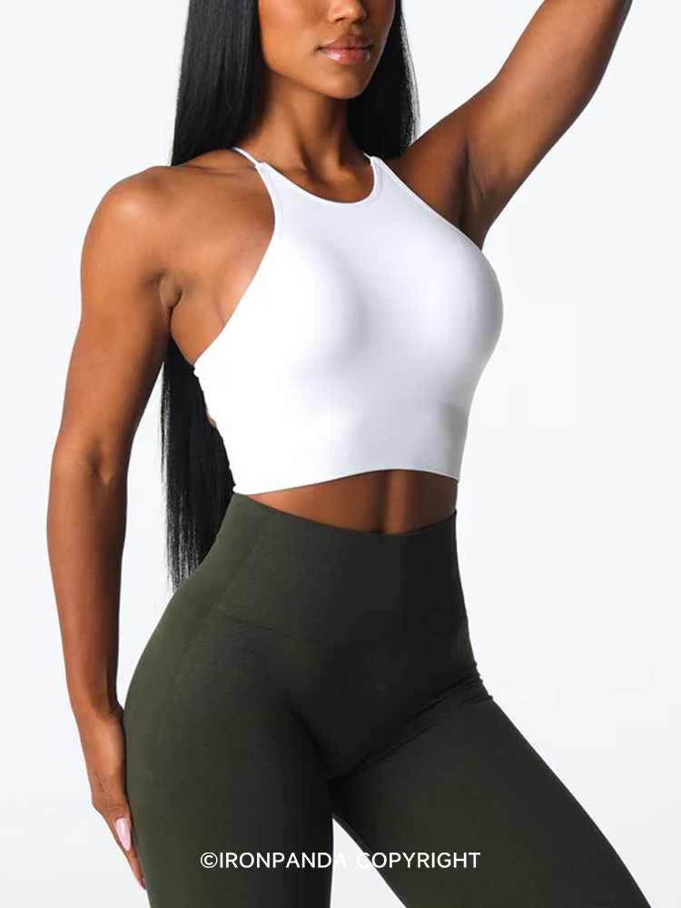 Backless Drawstring Sports Bra