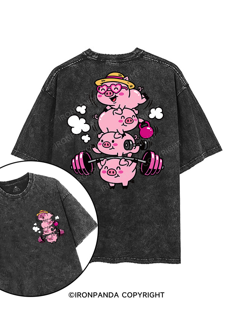 Piggy Power Stack printed Gym Shirt