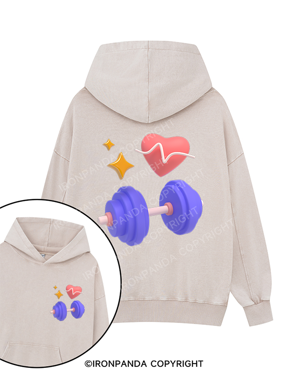 HEARTFELT GAINS Printed Washed Gym Hoodie