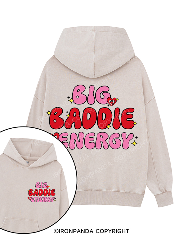 BIG BADDIE ENERGY Printed Washed Gym Hoodie