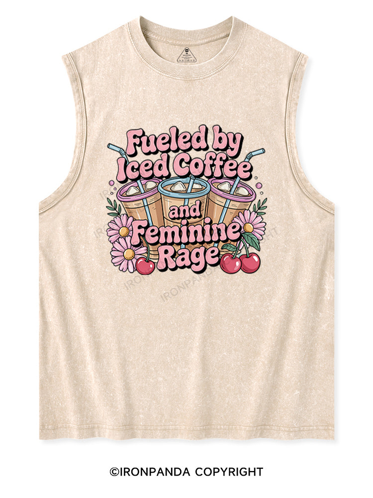 FUELED BY ICED COFFEE AND FEMININE RAGE Washed Tank