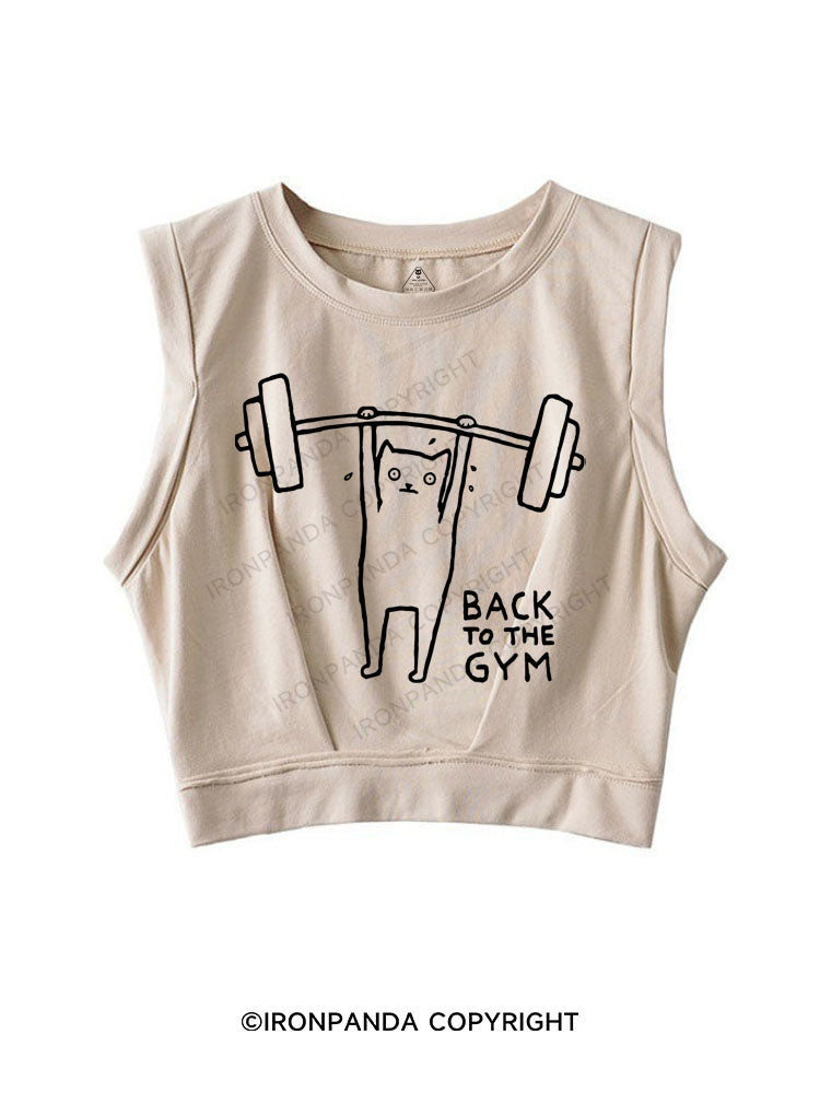 BACK TO THE GYM CAT SLEEVELESS CROP TOPS