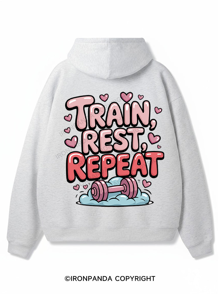 TRAIN, REST, REPEAT Premium Fleece Gym Hoodie