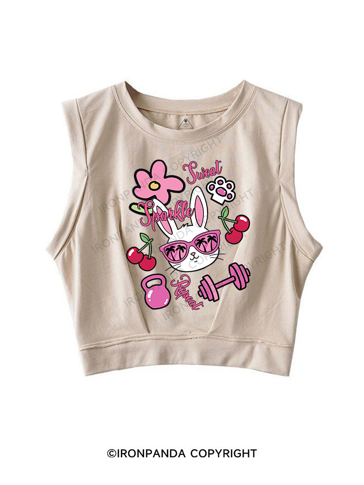 Sparkle,Sweat, Repeat SLEEVELESS CROP TOPS