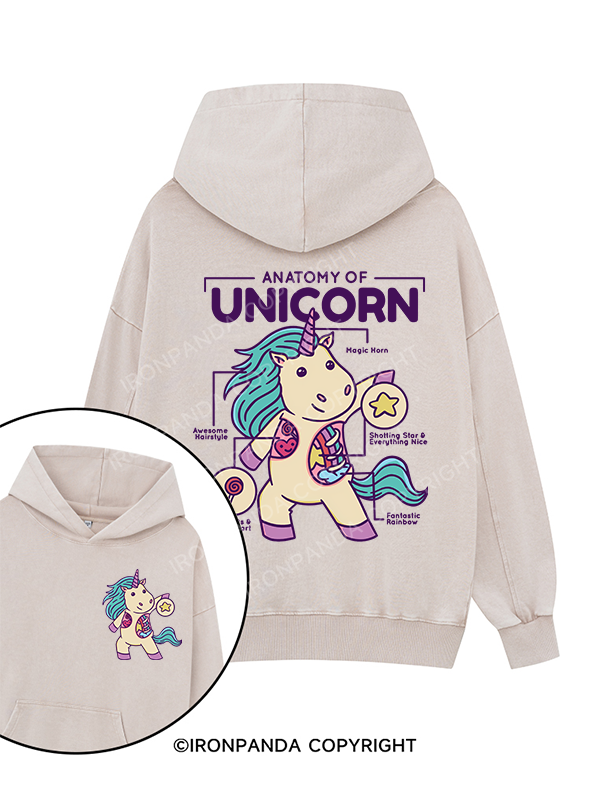 ANATOMY OF UNICORN Printed Washed Gym Hoodie