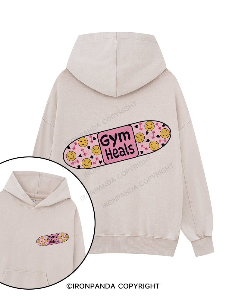 Gym Heals Printed Washed Gym Hoodie