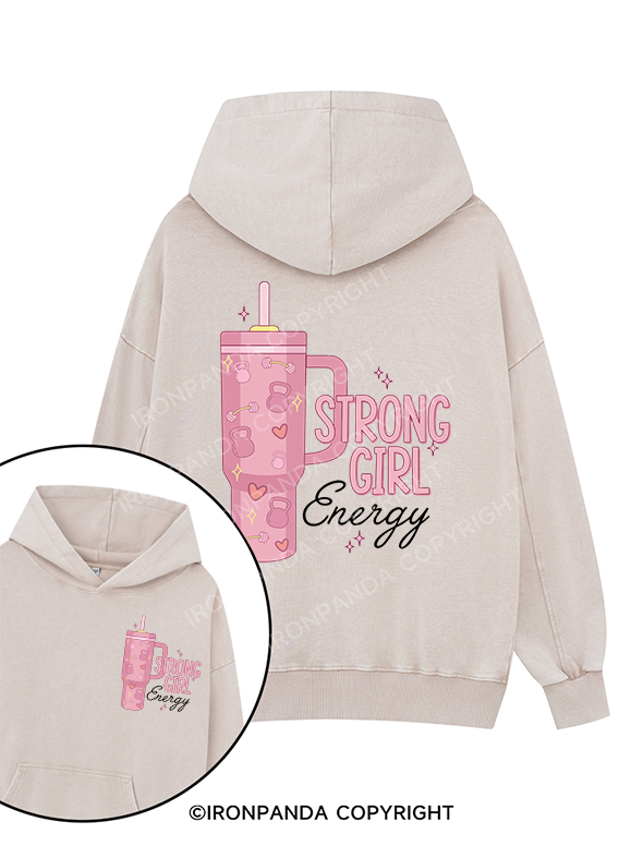 STRONG GIRL ENERGY Printed Washed Gym Hoodie