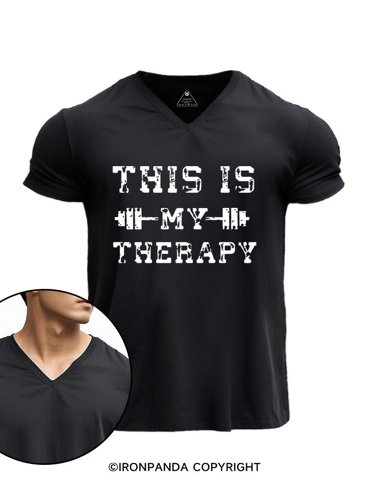 This is My Therapy V-neck Gym Shirt
