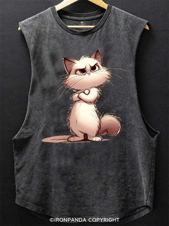 angry little cat SCOOP BOTTOM COTTON TANK