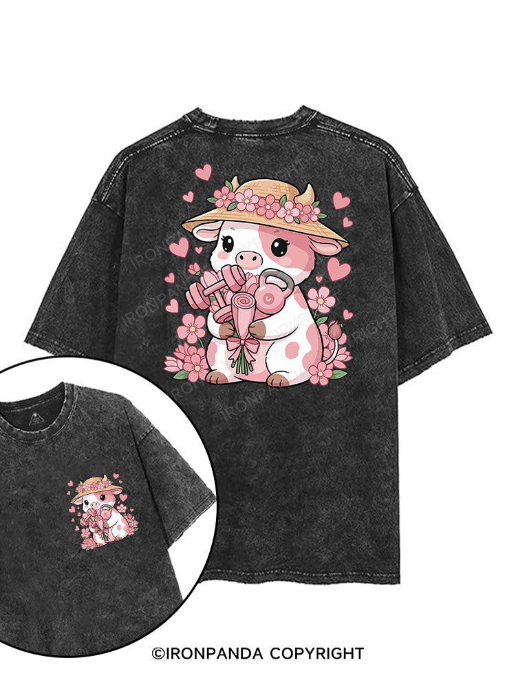 Sweet Power Cow printed Gym Shirt