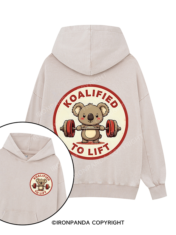 KOALIFIED TO LIFT Printed Washed Gym Hoodie