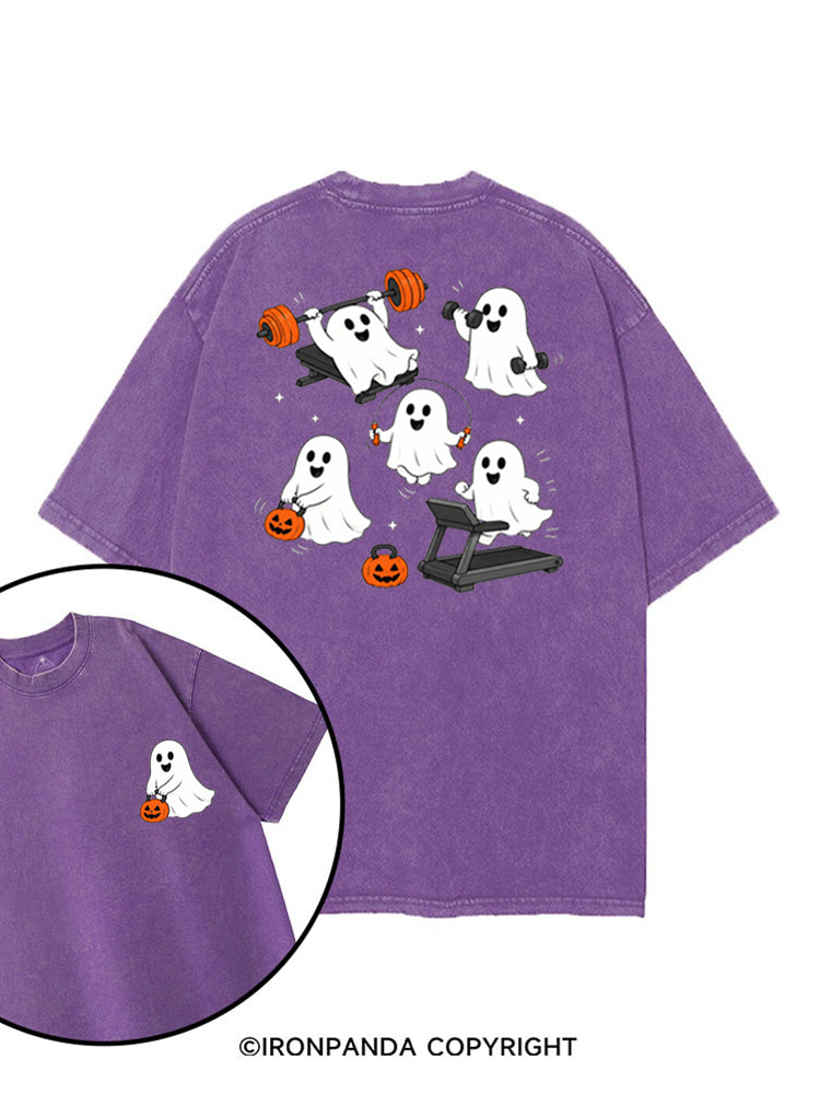 GHOST HALLOWEEN WORKOUT FITNESS printed Gym Shirt