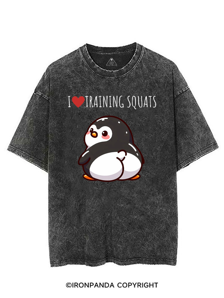I ❤ TRAINING SQUATS PENGUIN VINTAGE GYM SHIRT
