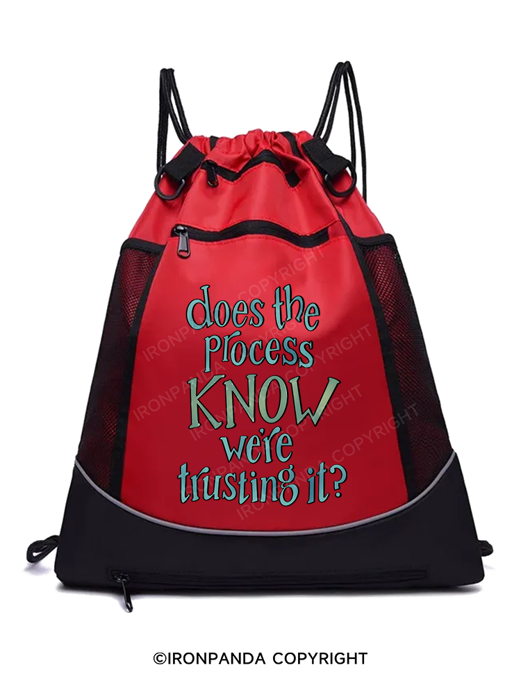 DOES THE PROCESS KNOW WE'RE TRUSTING IT Gym Drawstring Bag
