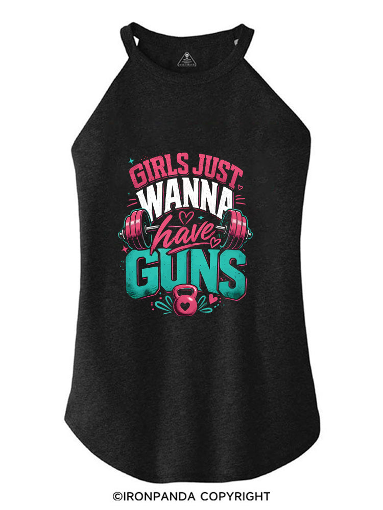 GIRLS JUST WANNA HAVE GUNS WORKOUT ROCKER COTTON TANK