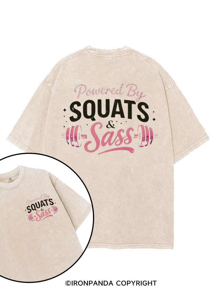 Powered By Squats and Sass printed Gym Shirt