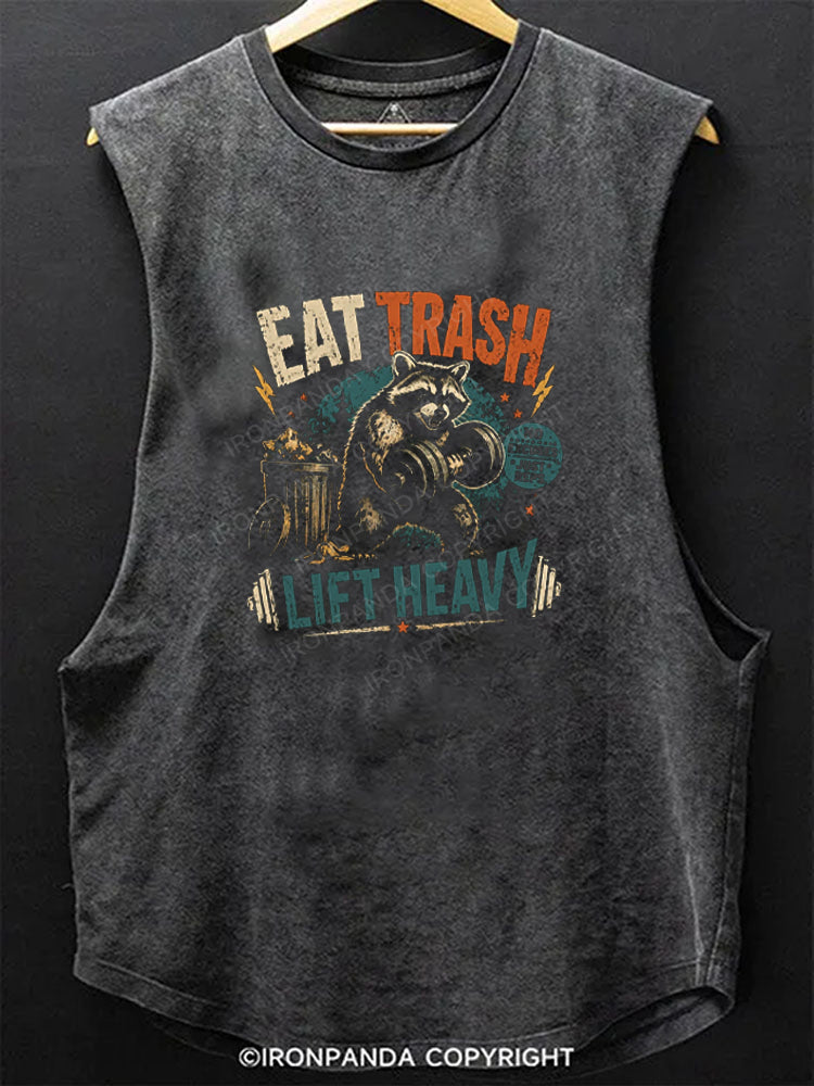 Eat Trash Lift Heavy Raccoon Scoop Bottom Cotton Tank