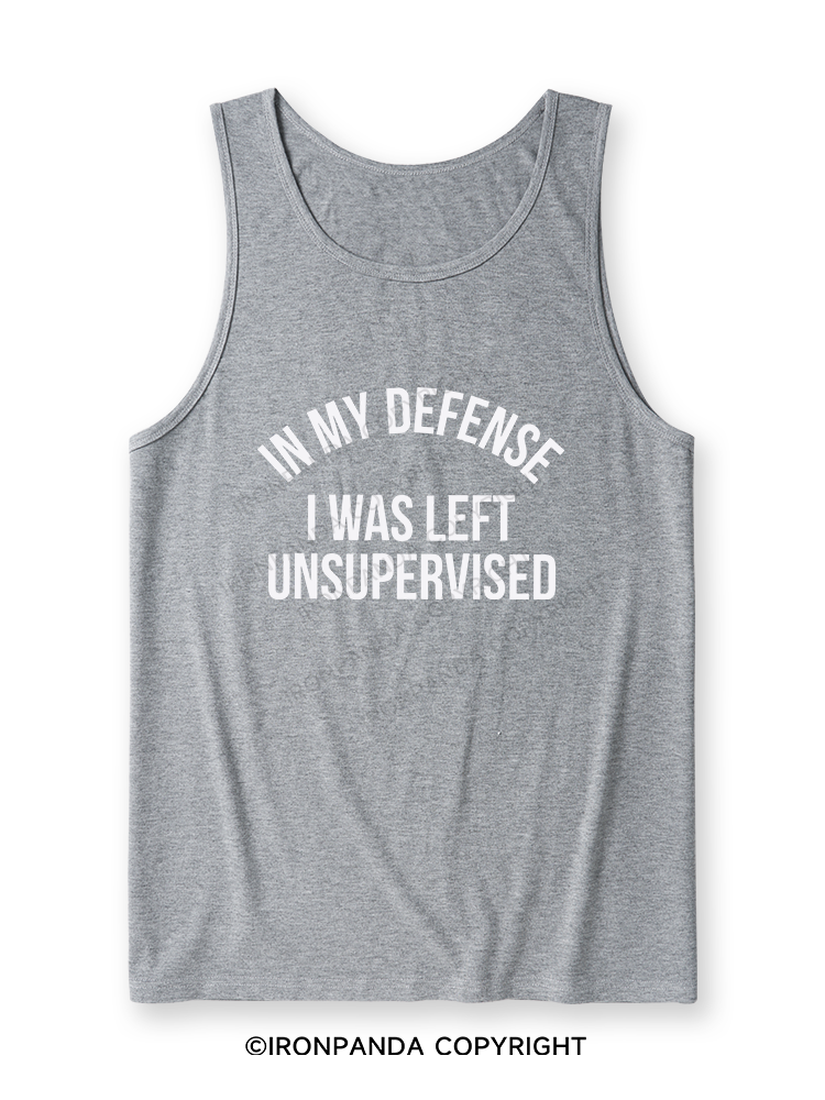 IN MY DEFENSE I WAS LEFT UNSUPERVISED Ultra Soft Heather Tank