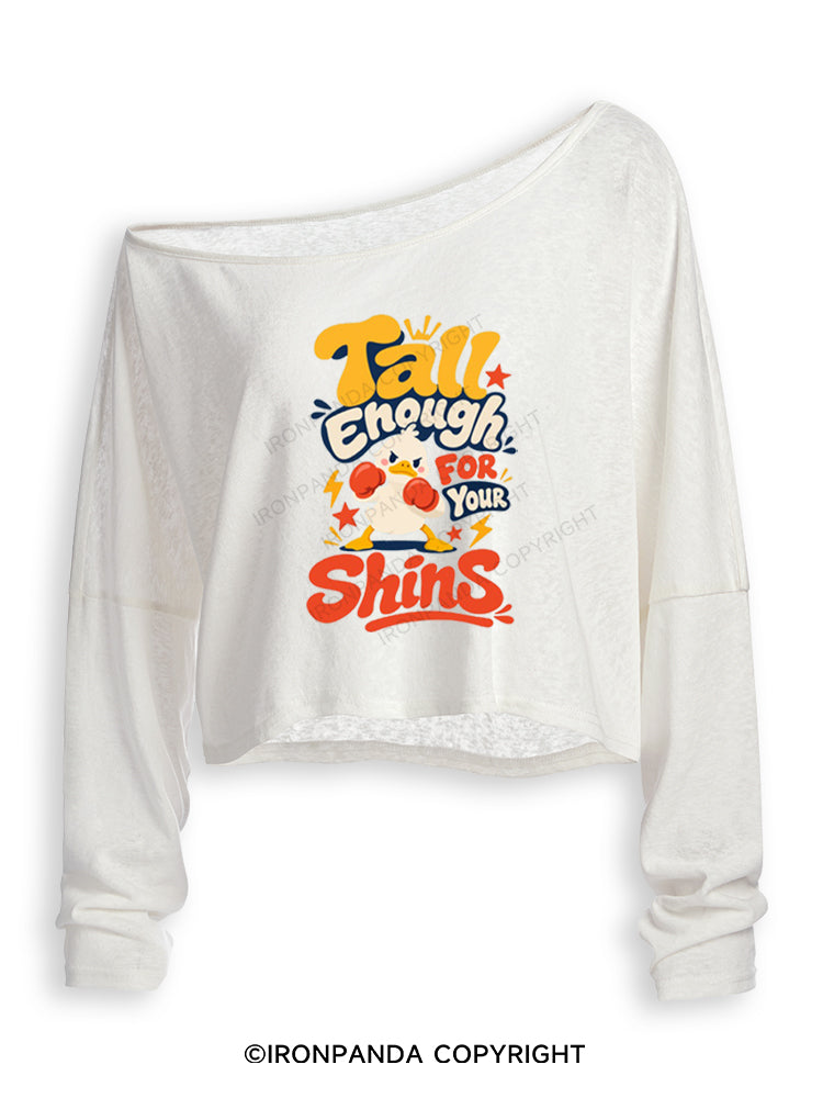 TALL ENOUGH FOR YOUR SHINS DUCK Off Shoulder Long Sleeve Crop Top