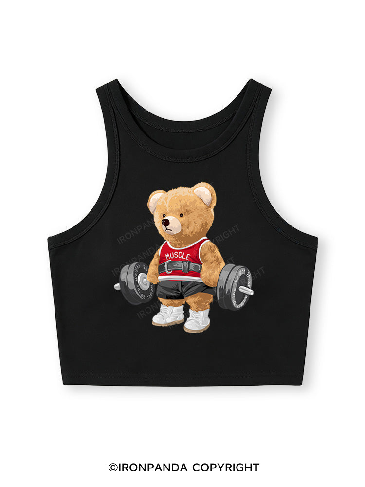 EXERCISE BEAR Fitted Crop Tank Top