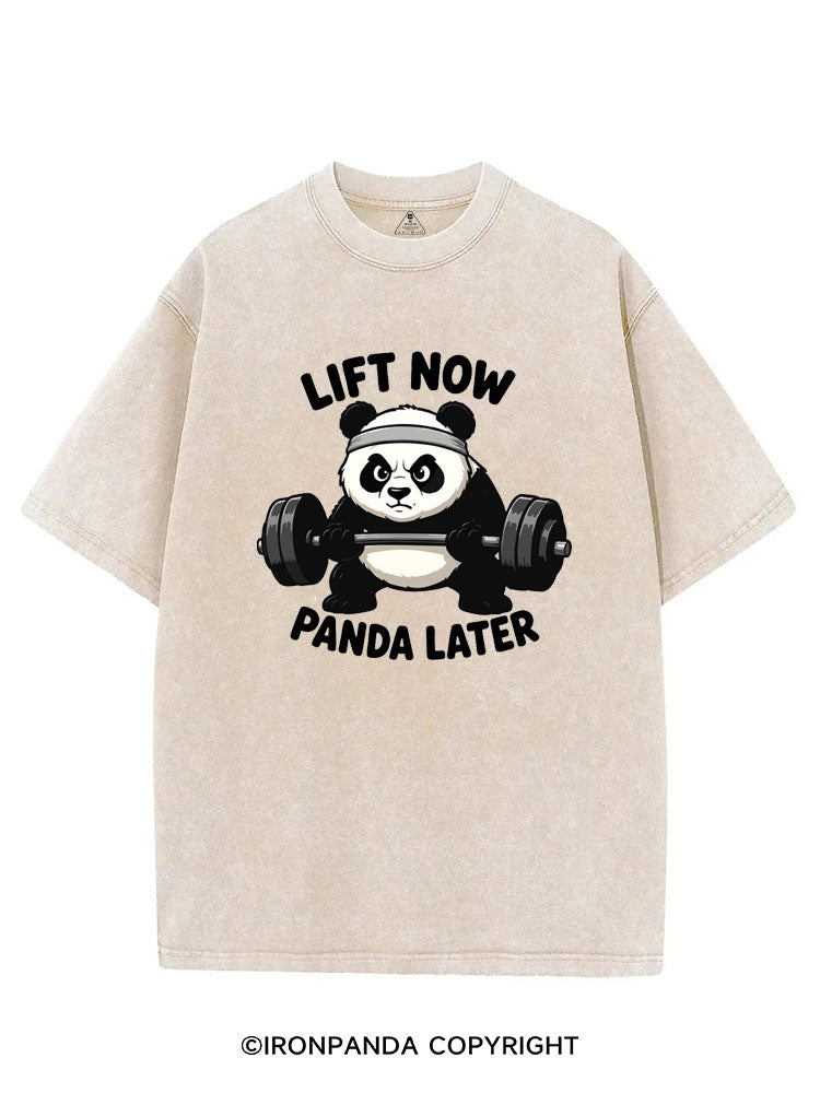 LIFT NOW PANDA LATER VINTAGE GYM SHIRT
