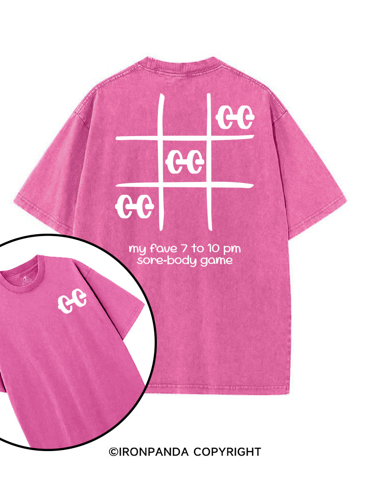 MY FAVE 7 TO 10 PM SORE‑BODY GAME GYM printed Gym Shirt