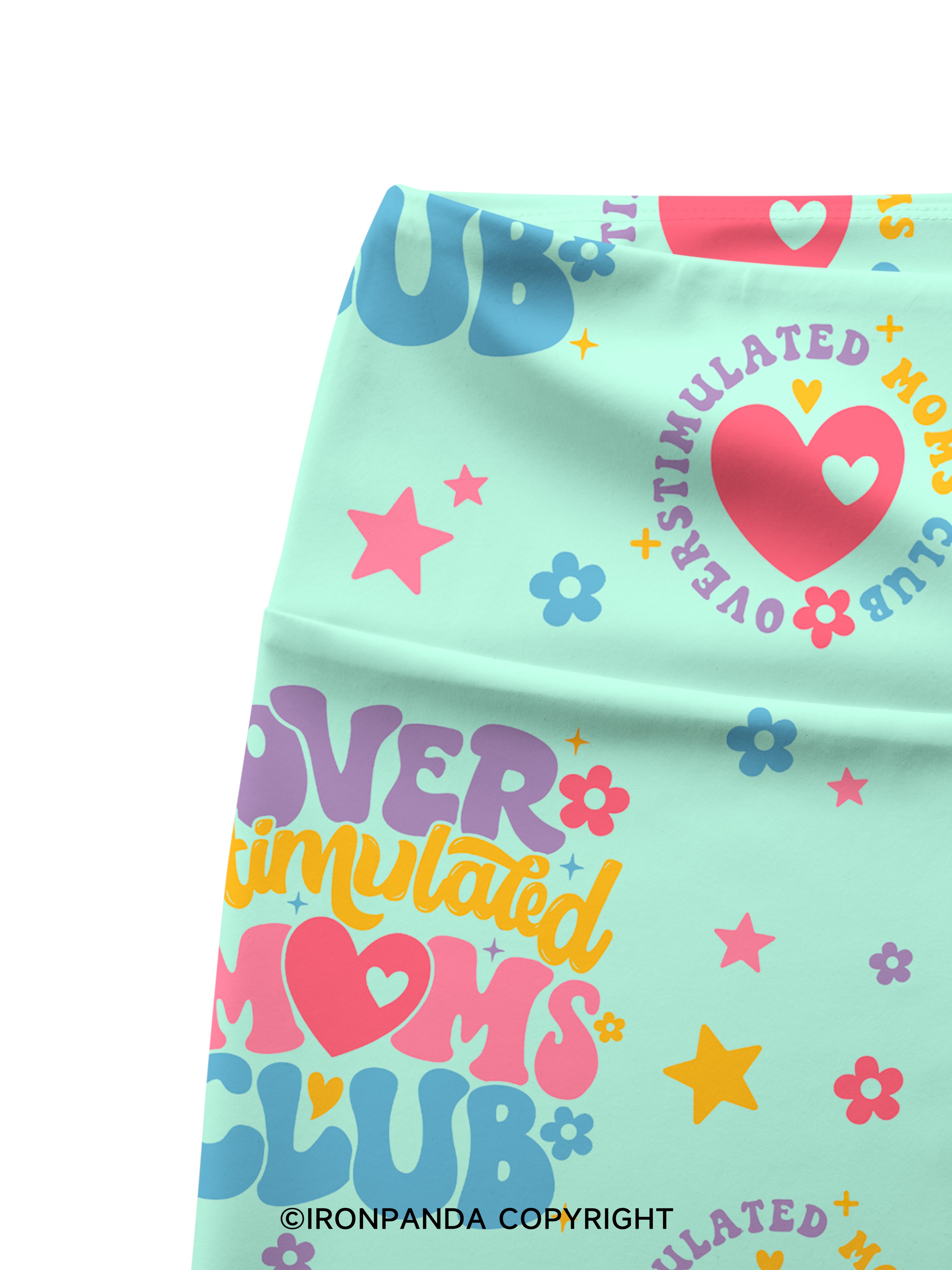 OVER STIMULATED MOMS CLUB WORKOUT Printed Yoga Cycling Shorts
