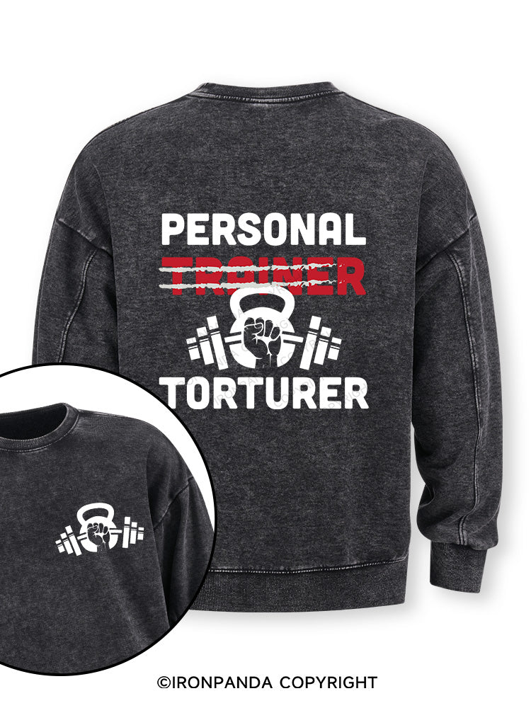 Personal Trainer torturer Double-Sided Printed Washed Sweatshirt