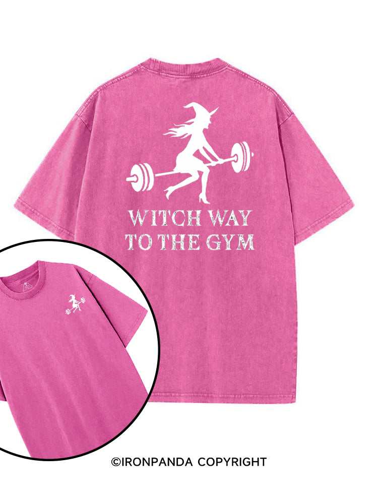 Witch Way To The Gym Funny Halloween printed Gym Shirt