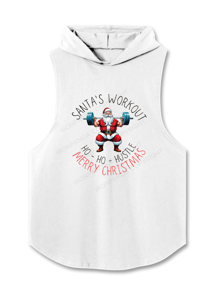 SANTA'S WORKOUT HO - HO - HUSTLE MERRY CHRISTMAS Hooded Tank