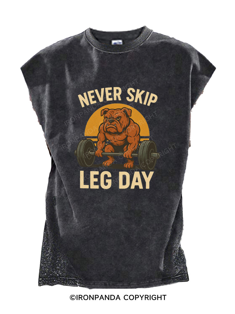 Never Skip Leg Day Muscular Bulldog Cut Off Tank