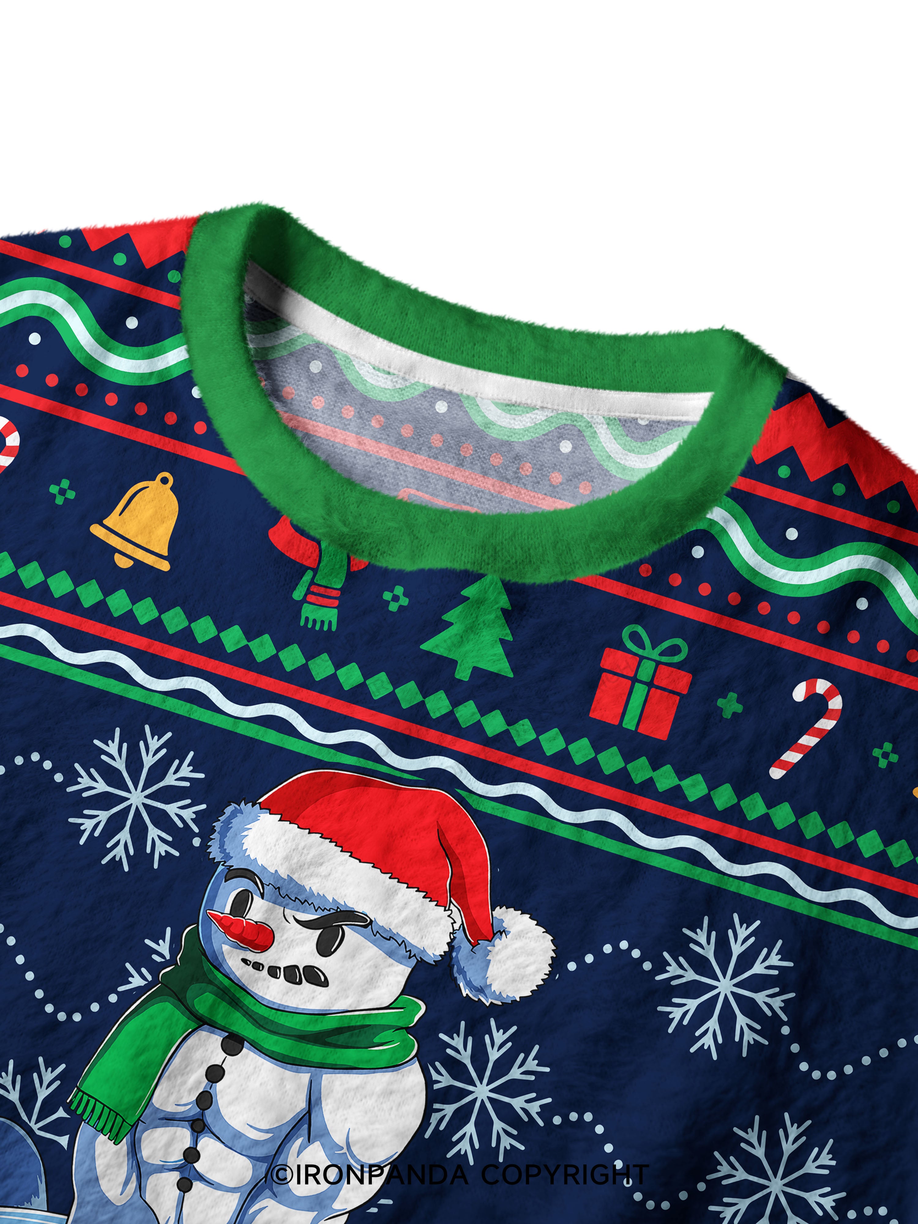 weightlifting snowman Ugly Fuzzy Fleece Sweater