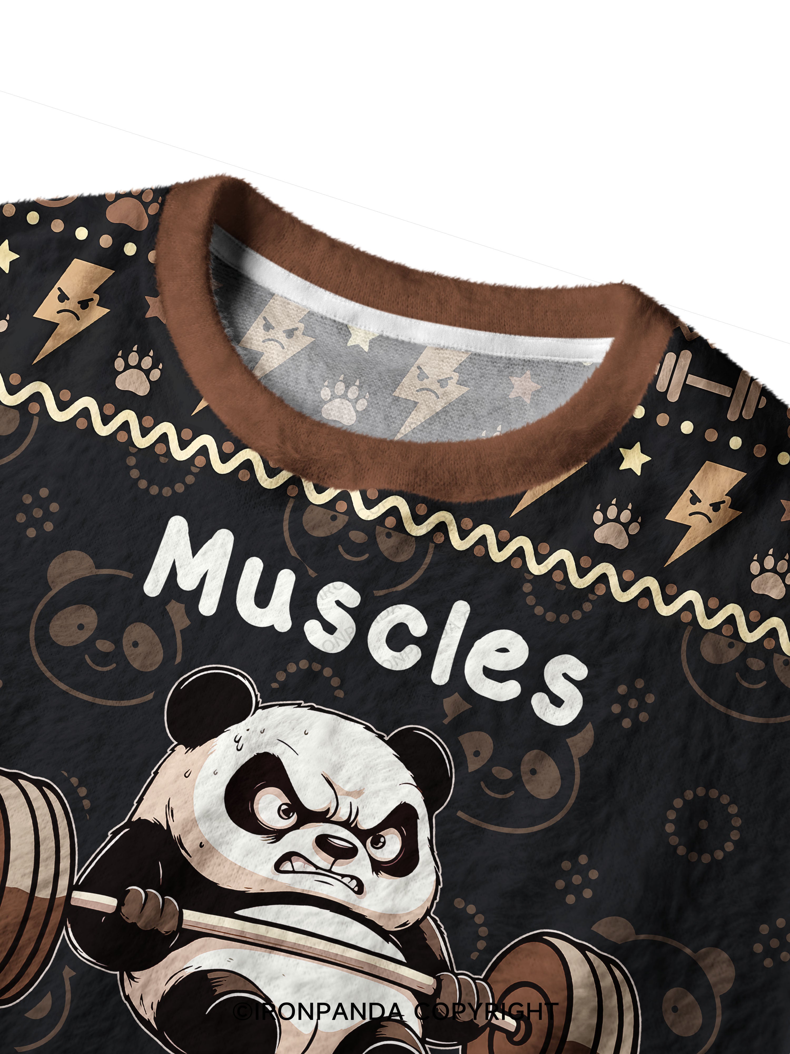 muscles in progress panda Ugly Fuzzy Fleece Sweater