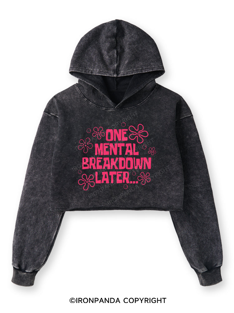 ONE MENTAL BREAKDOWN LATER PINK Washed Crop Hoodie