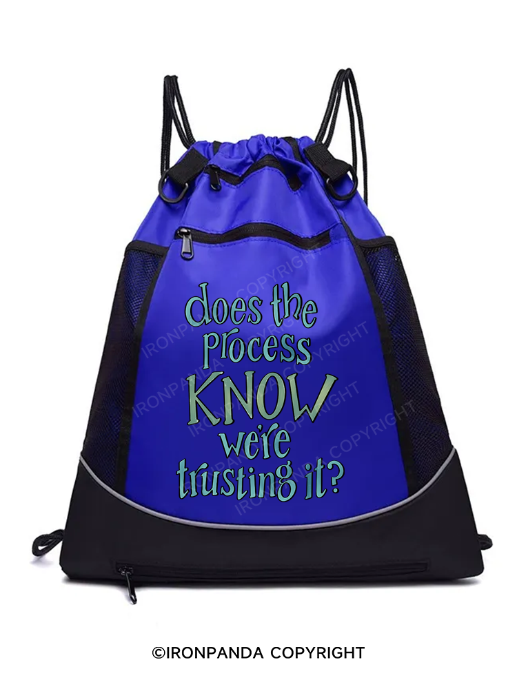 DOES THE PROCESS KNOW WE'RE TRUSTING IT Gym Drawstring Bag