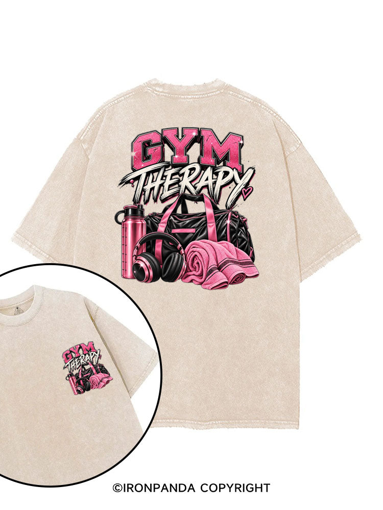 GYM THERAPY PINK FITNESS printed Gym Shirt