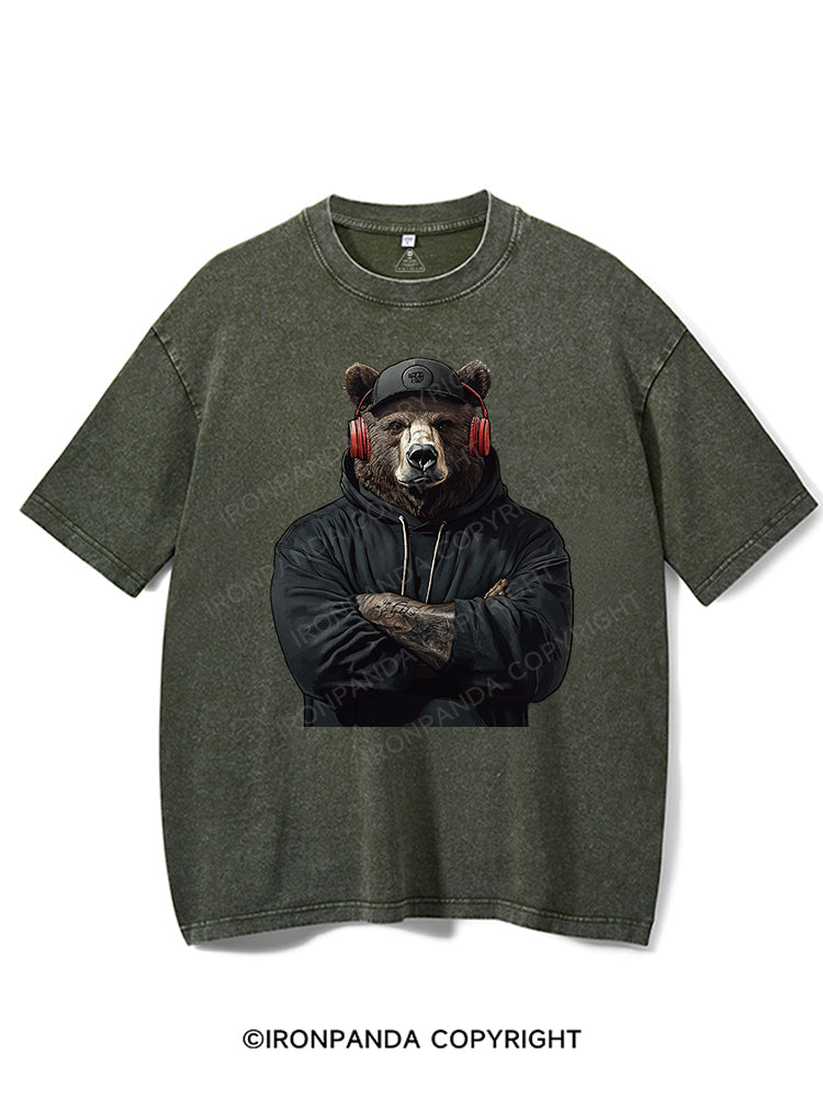 Bear with headphones Washed Gym Shirt