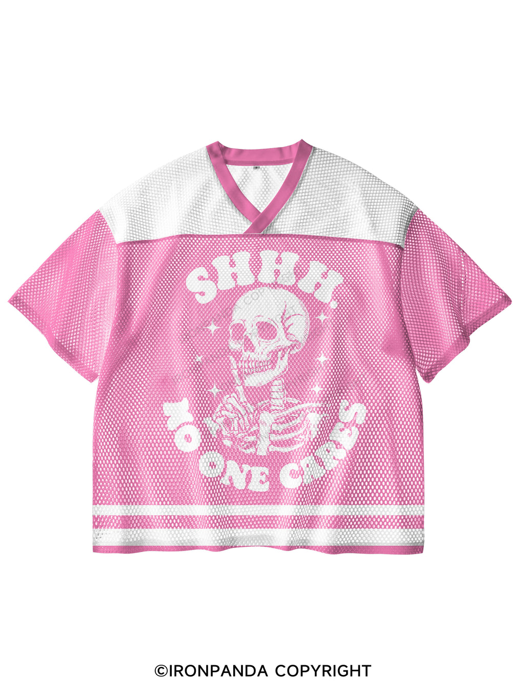 SHHH NO ONE CARES V-Neck Open Hole Mesh Top