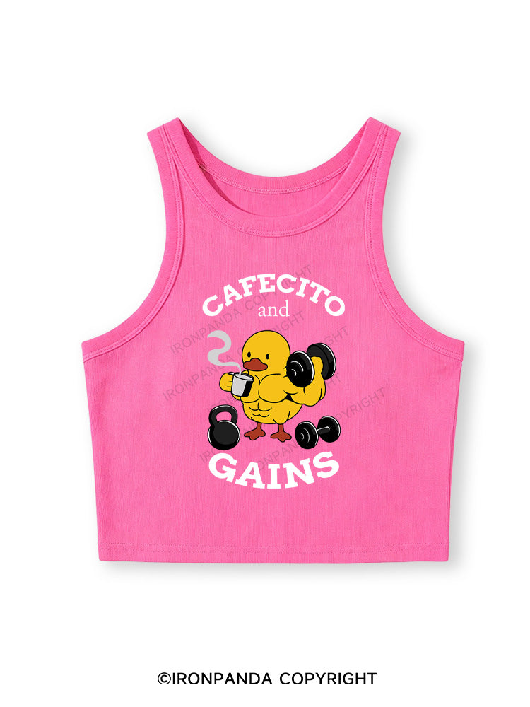 CAFECITO AND GAINS Fitted Crop Tank Top