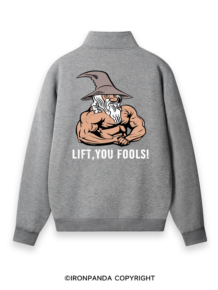 Lift You Fool Back Printed Quarter-Zip Fleece Sweatshirt