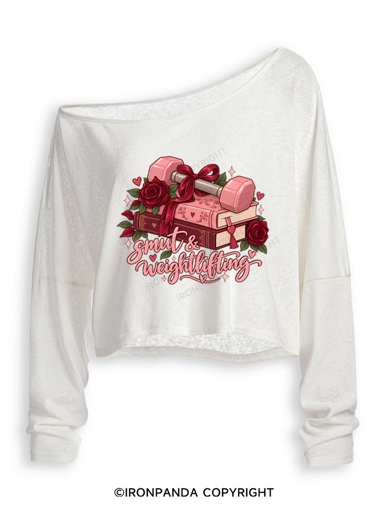 Smut & Weightlifting Off Shoulder Long Sleeve Crop Top