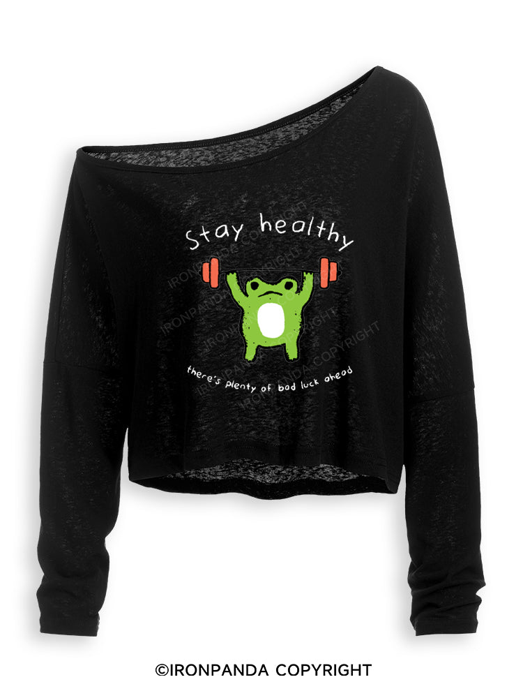 Stay Healthy Off Shoulder Long Sleeve Crop Top