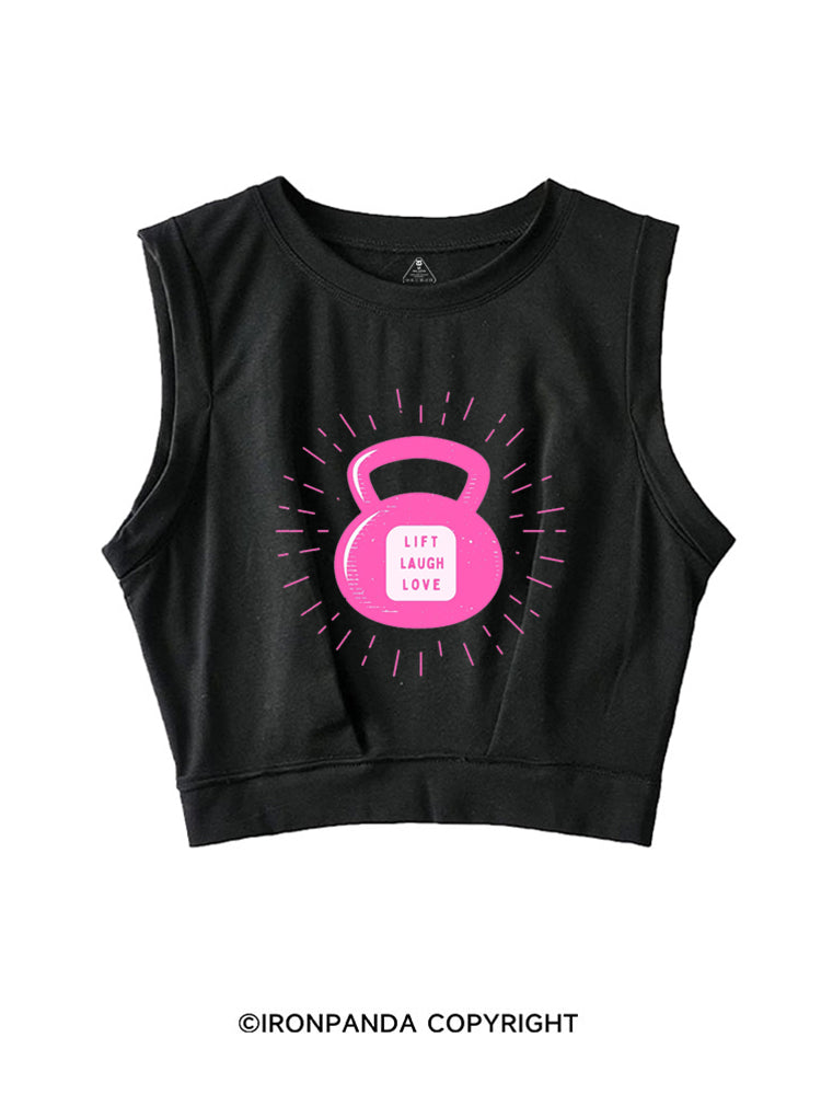 LIFT LAUGH LOVE GYM KETTLEBELL SLEEVELESS CROP TOPS