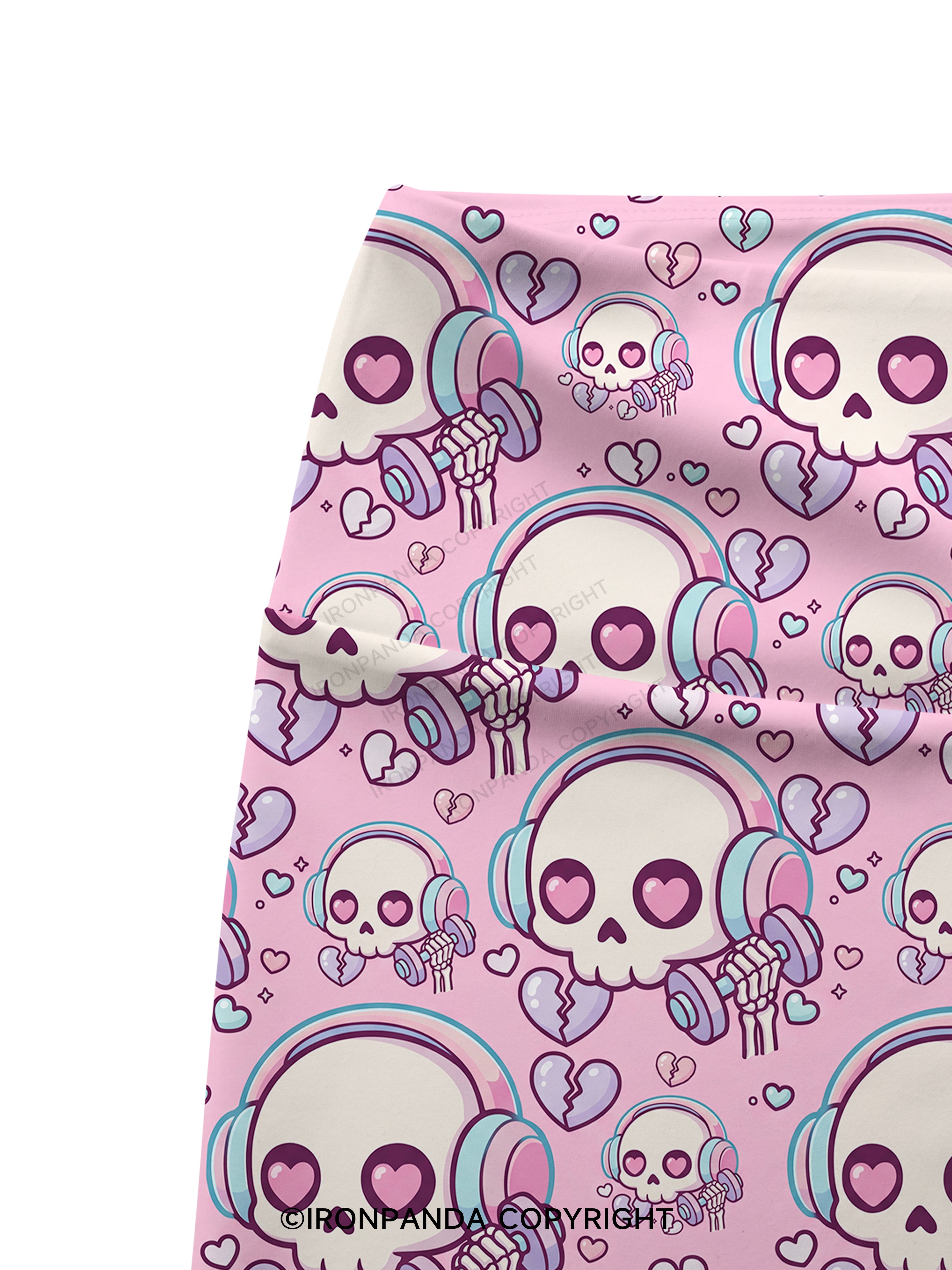 Skull Heart Beats Printed Yoga Cycling Shorts