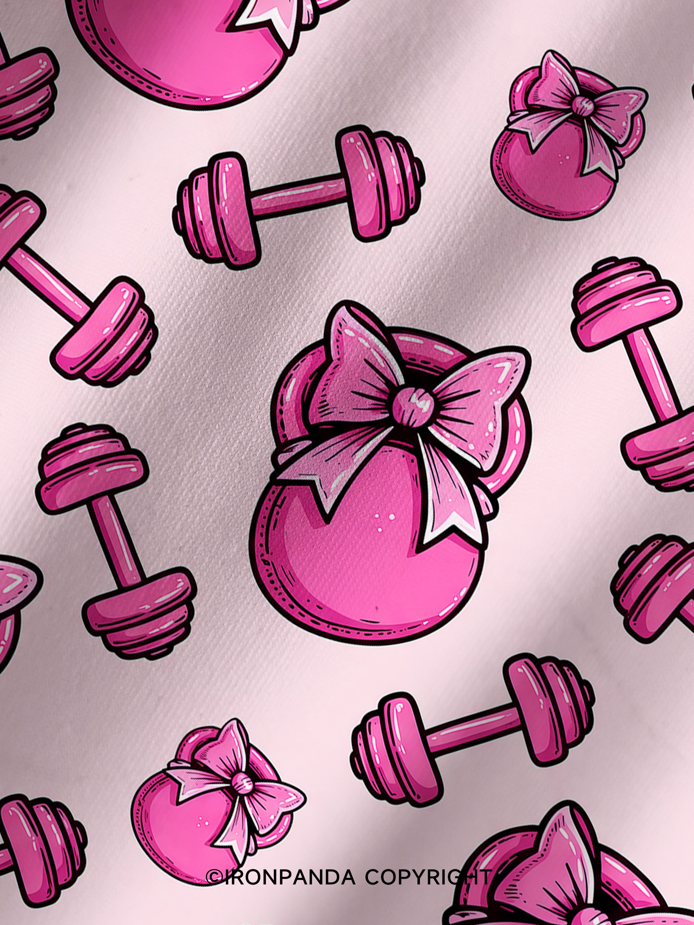 Pink Bow Gym Printed Yoga Shorts